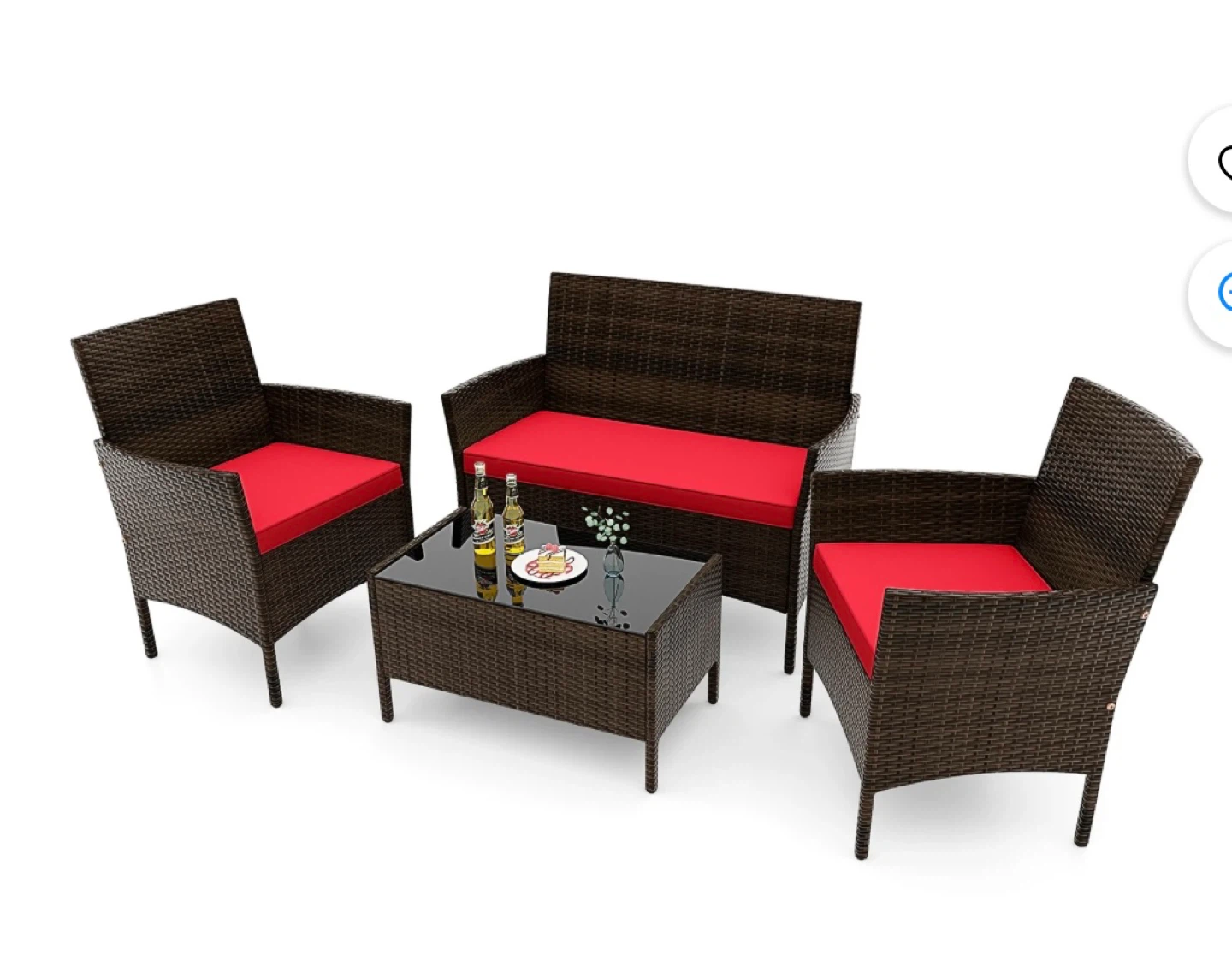 Patio Set with Red Cushions
