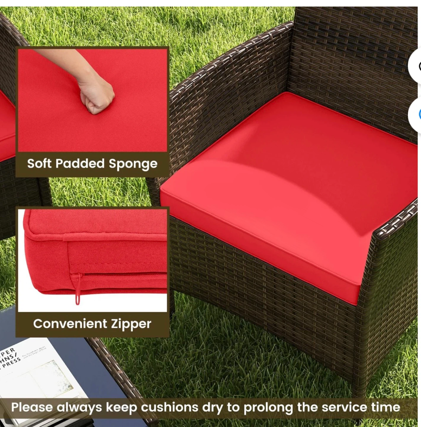 Patio Set with Red Cushions - photo 4