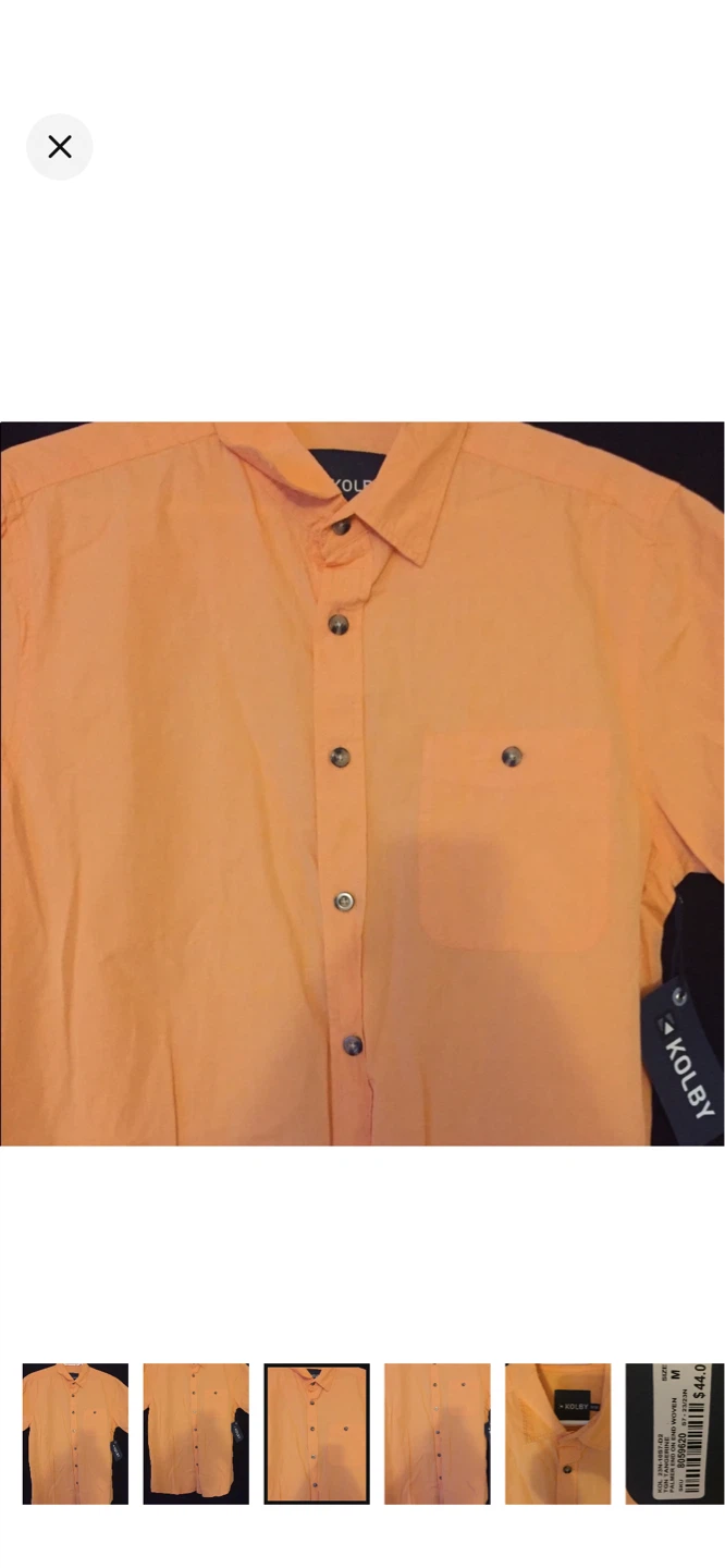 Kolby Men's Orange Short Sleeve Button-Up Shirt - Medium - photo 3