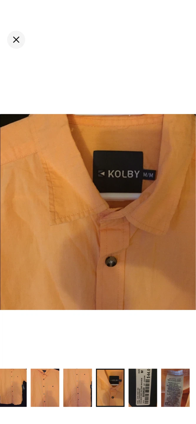 Kolby Men's Orange Short Sleeve Button-Up Shirt - Medium - photo 5