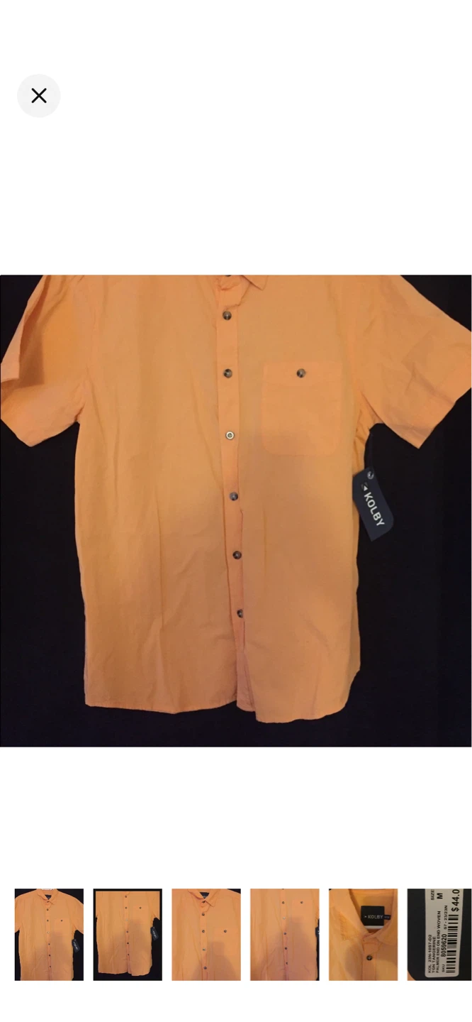 Kolby Men's Orange Short Sleeve Button-Up Shirt - Medium - photo 2