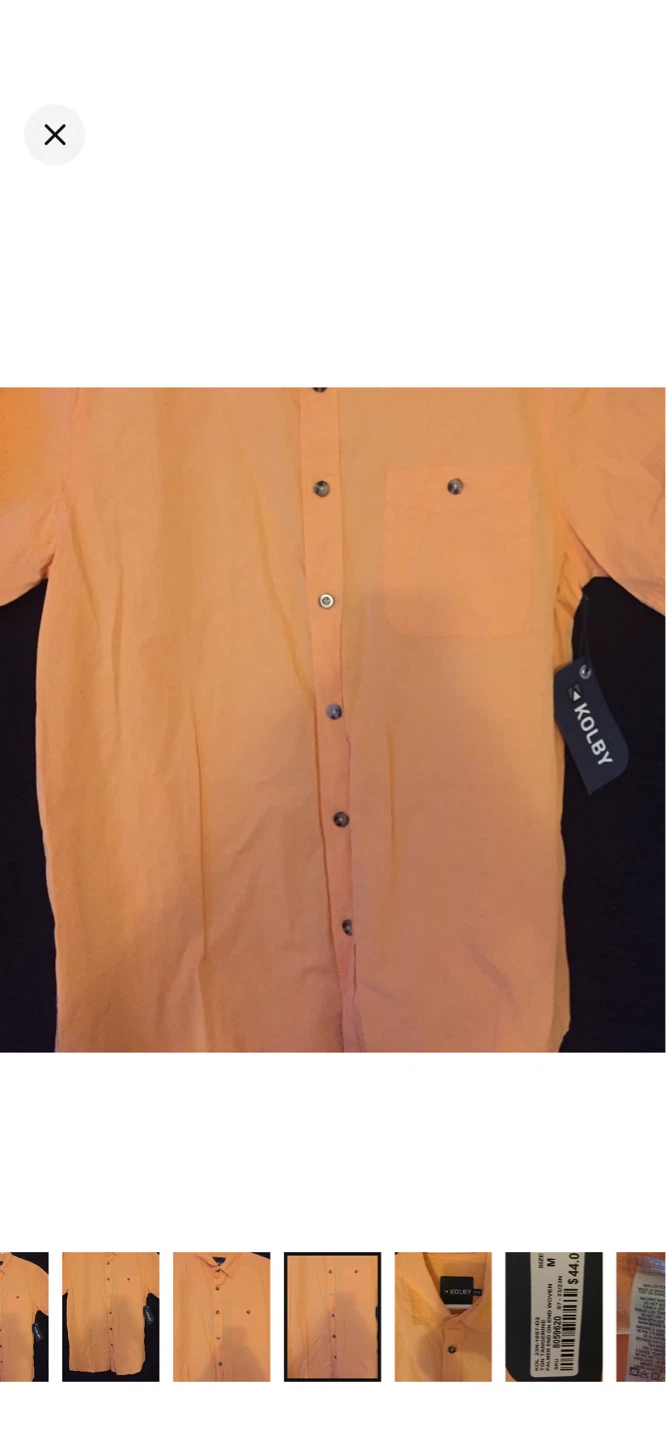 Kolby Men's Orange Short Sleeve Button-Up Shirt - Medium - photo 4