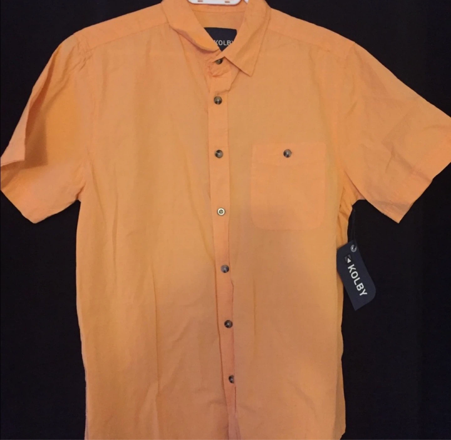 Kolby Men's Orange Short Sleeve Button-Up Shirt - Medium