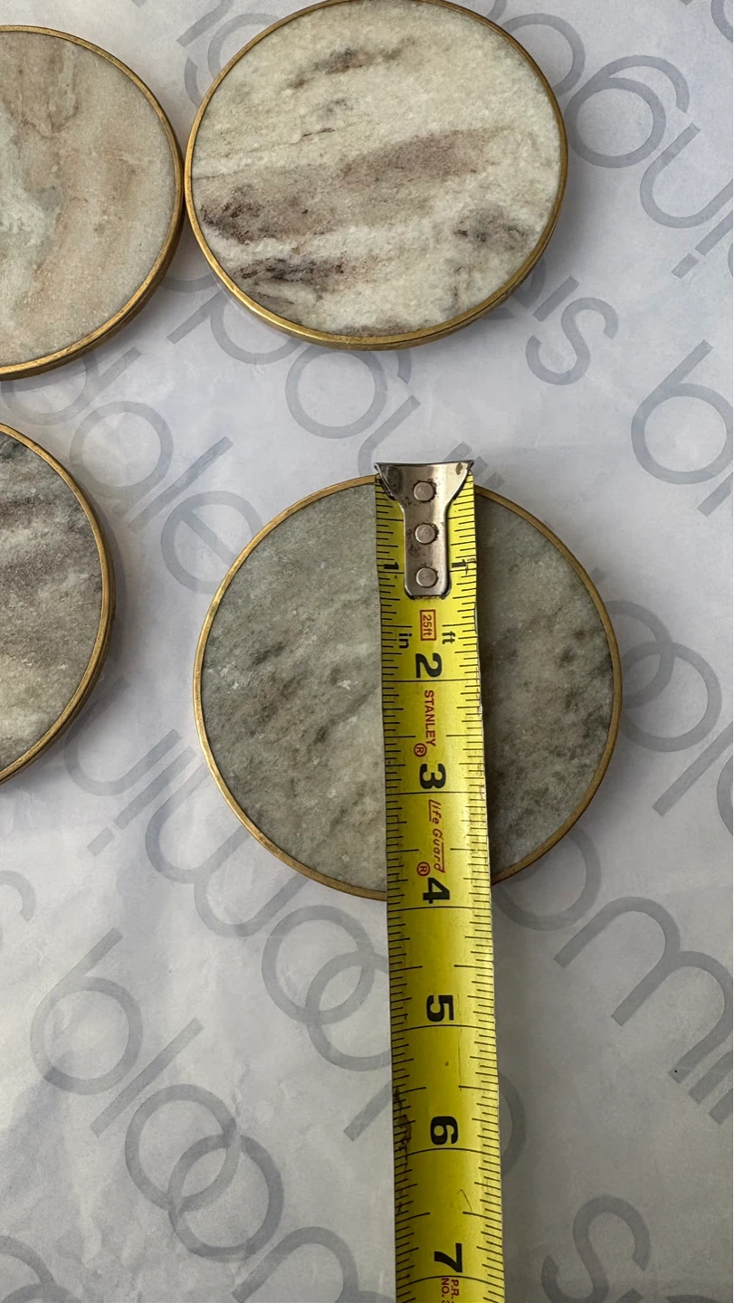 Set of 4 Marble Coasters with Brass Trim - photo 2