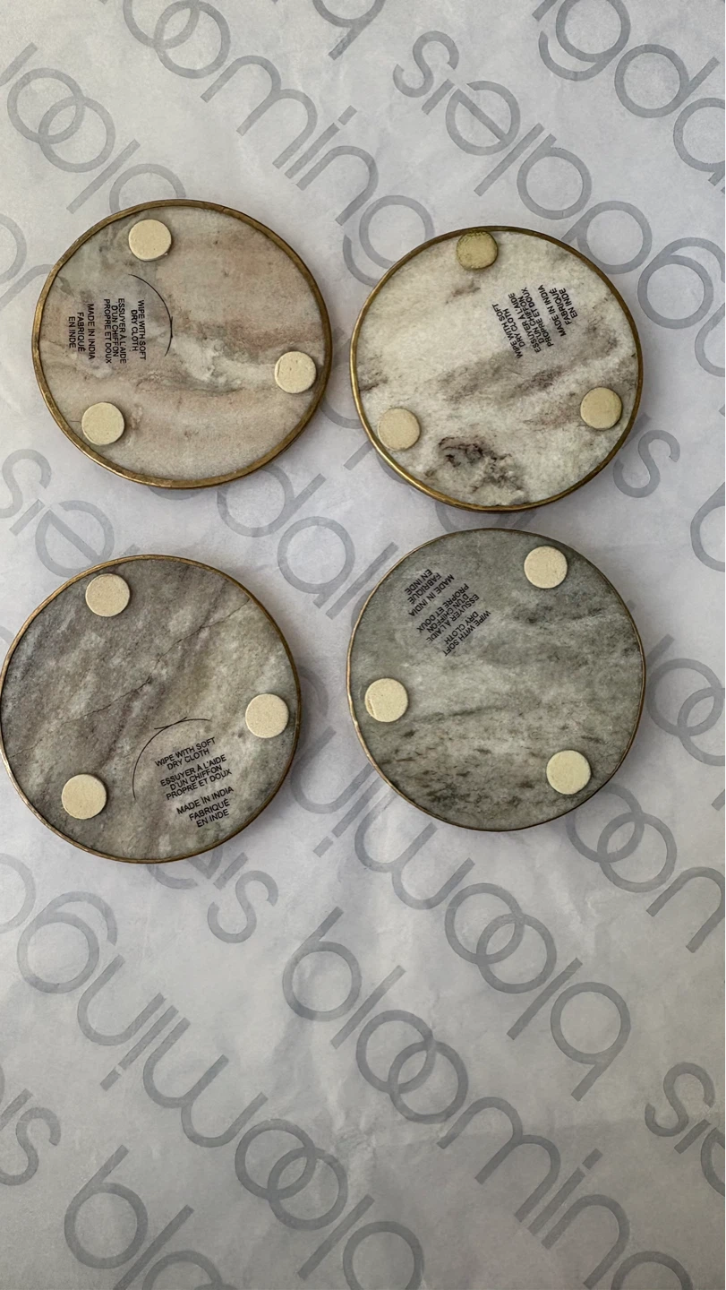 Set of 4 Marble Coasters with Brass Trim - photo 4