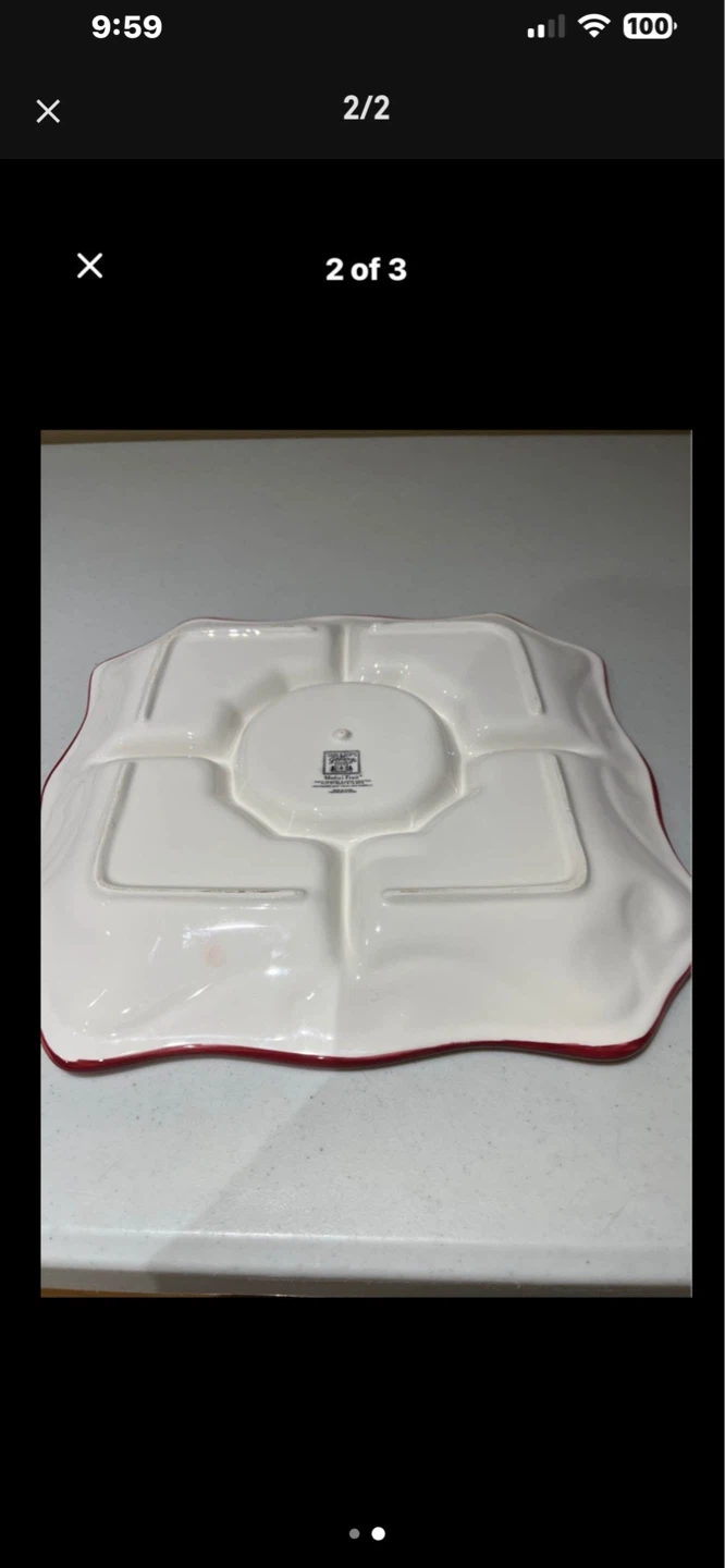 Ceramic Divided Serving Platter with Fruit Design - photo 2