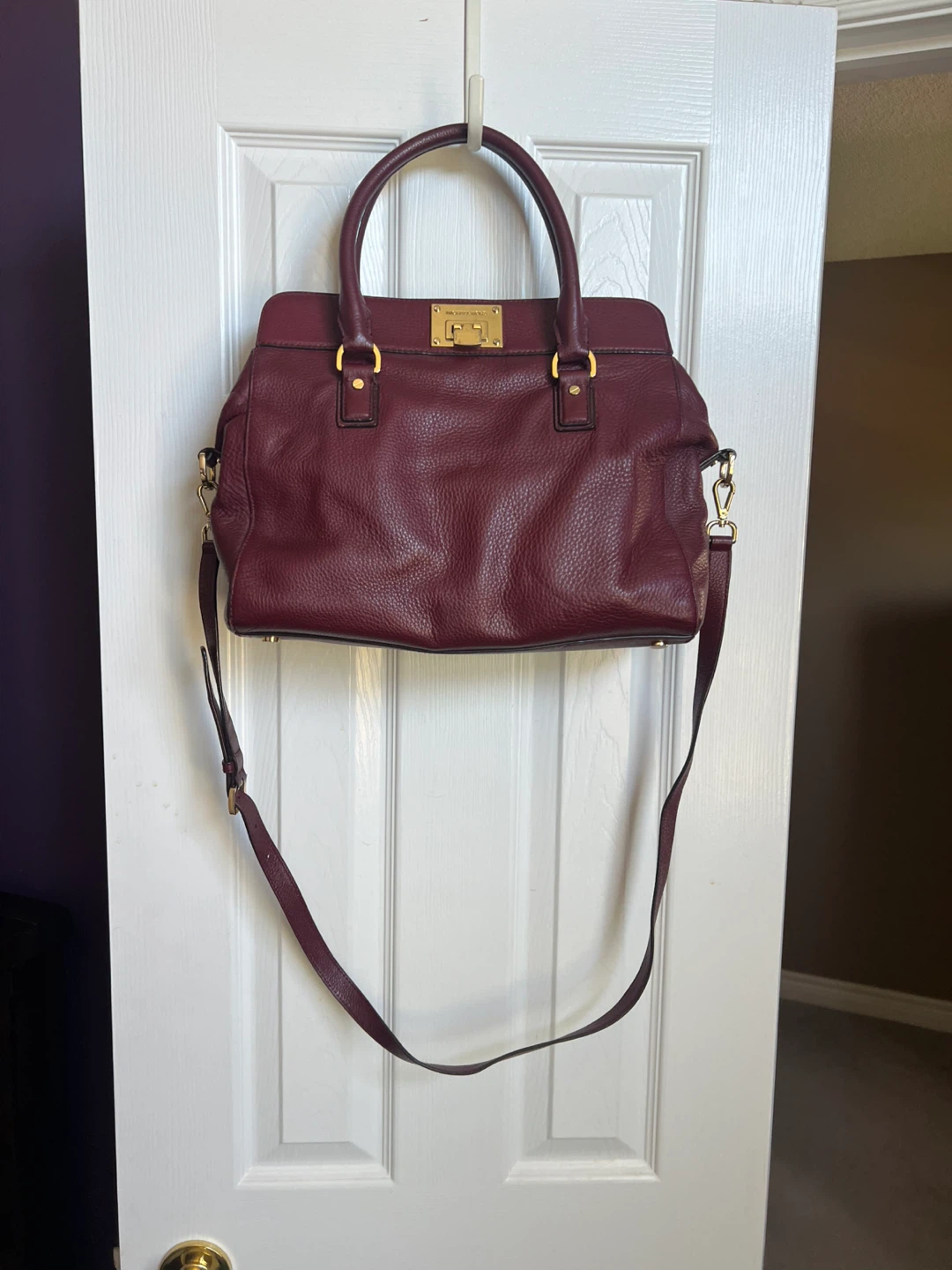 Michael Kors Burgundy Leather Satchel Handbag