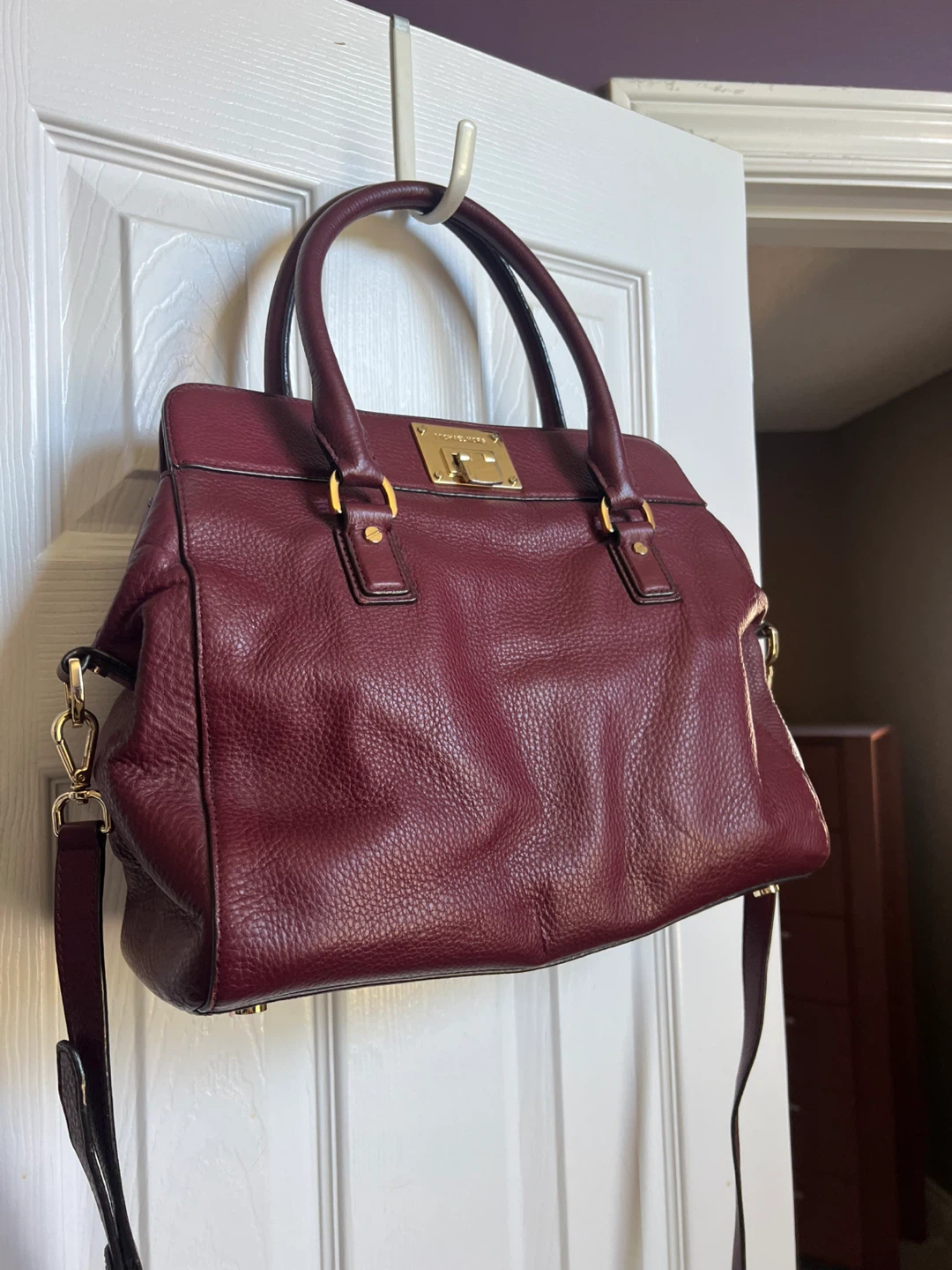 Michael Kors Burgundy Leather Satchel Handbag - photo 3