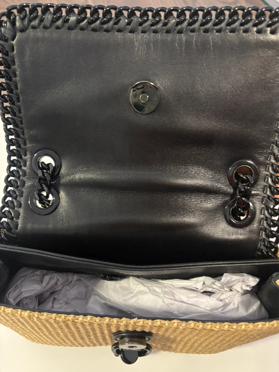 Straw Shoulder Bag with Black Accents - photo 3