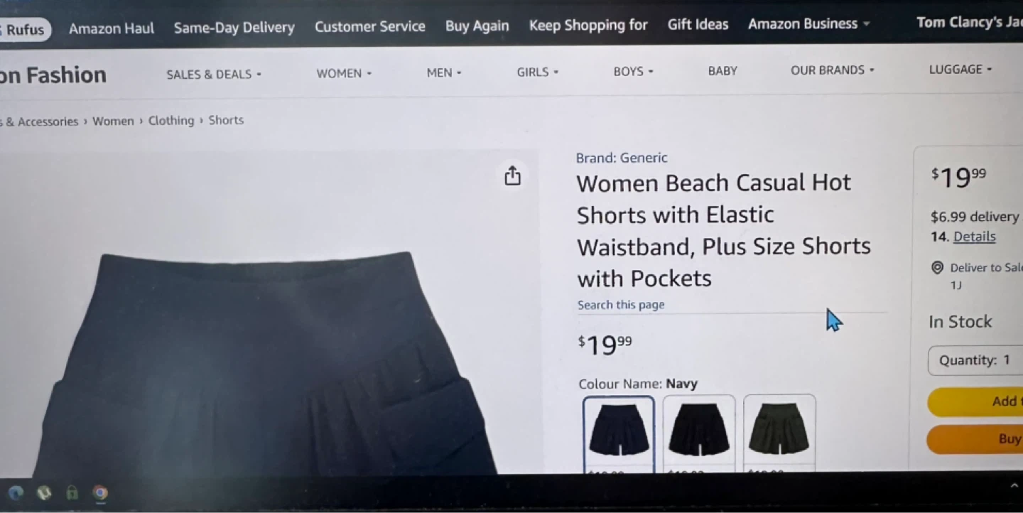 Navy Blue Shorts with Elastic Waistband - photo 5