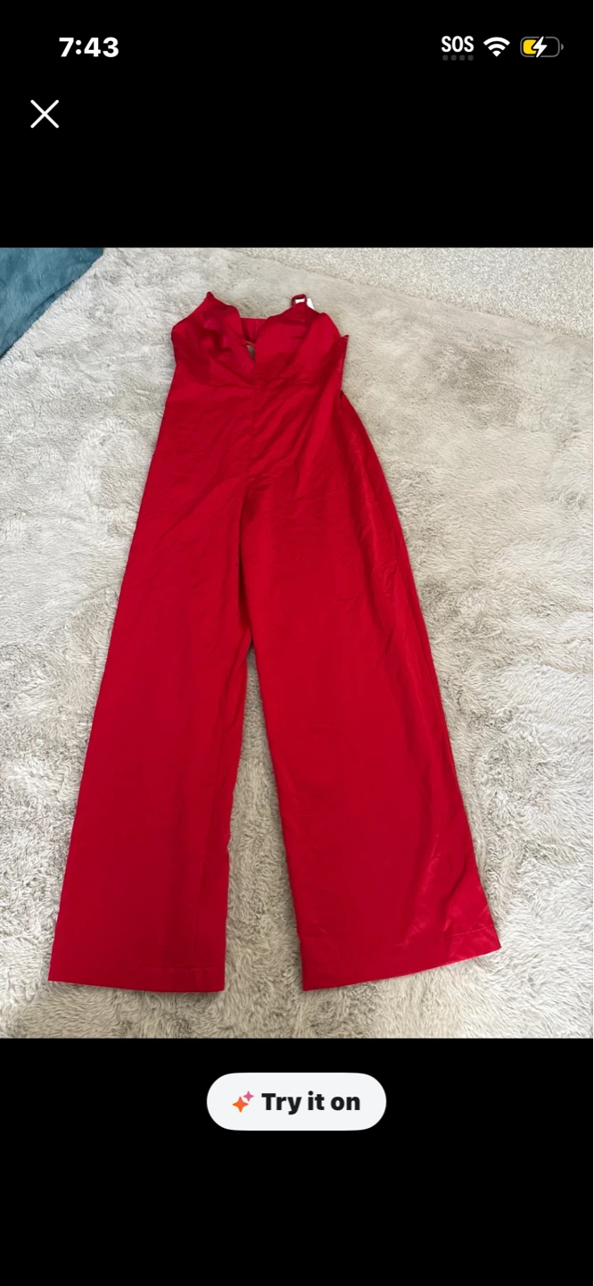 Red wide-leg jumpsuit size mejume