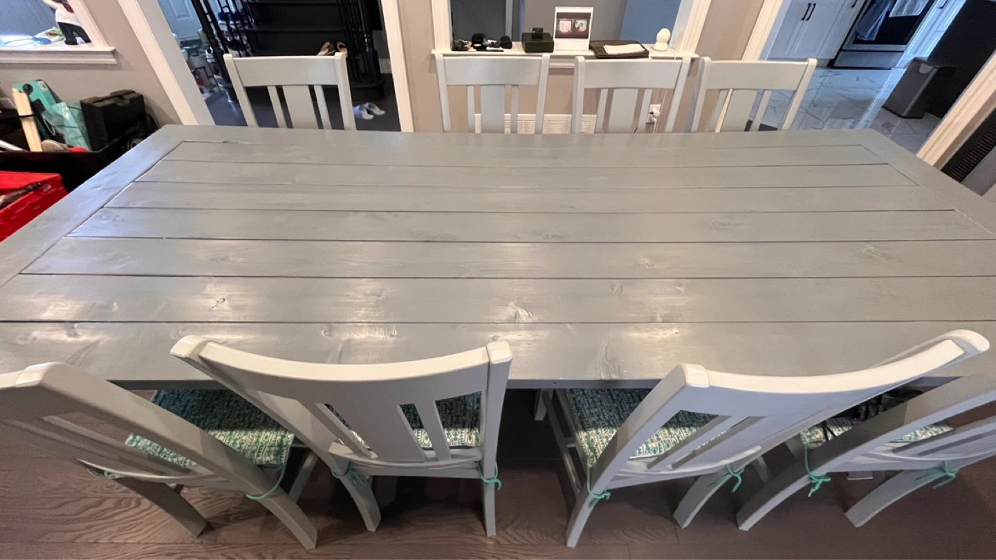 Farmhouse Dining Table and 8 chairs- Grey - photo 2