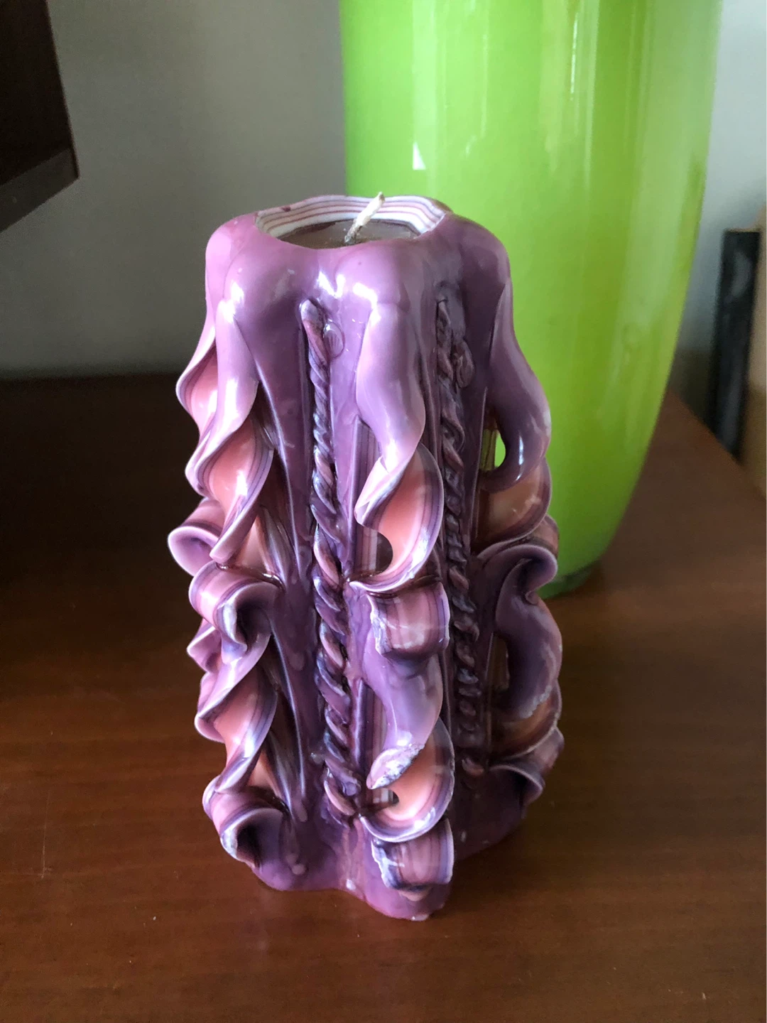 Carved Anniversary Candle - Purple/Pink - photo 2