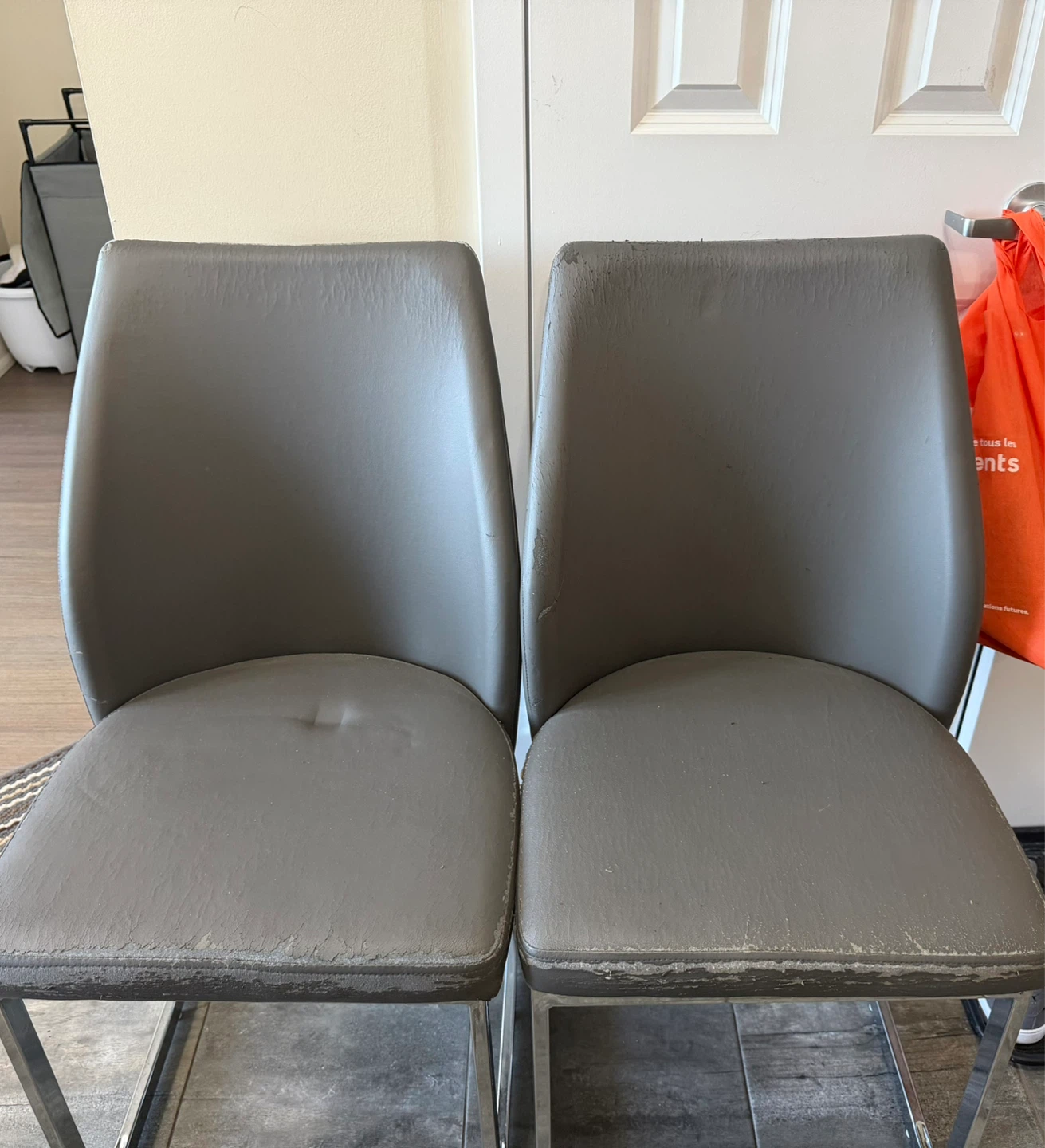 Grey Faux Leather Dining Chairs - photo 2