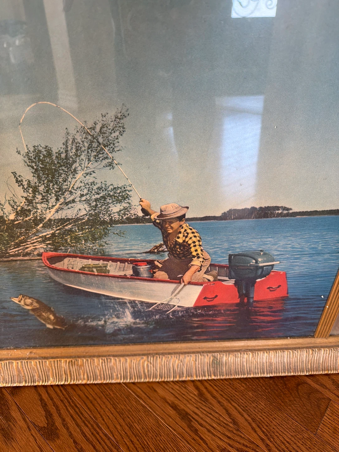 Large Framed Print - Fishing Scene - Vintage - photo 3