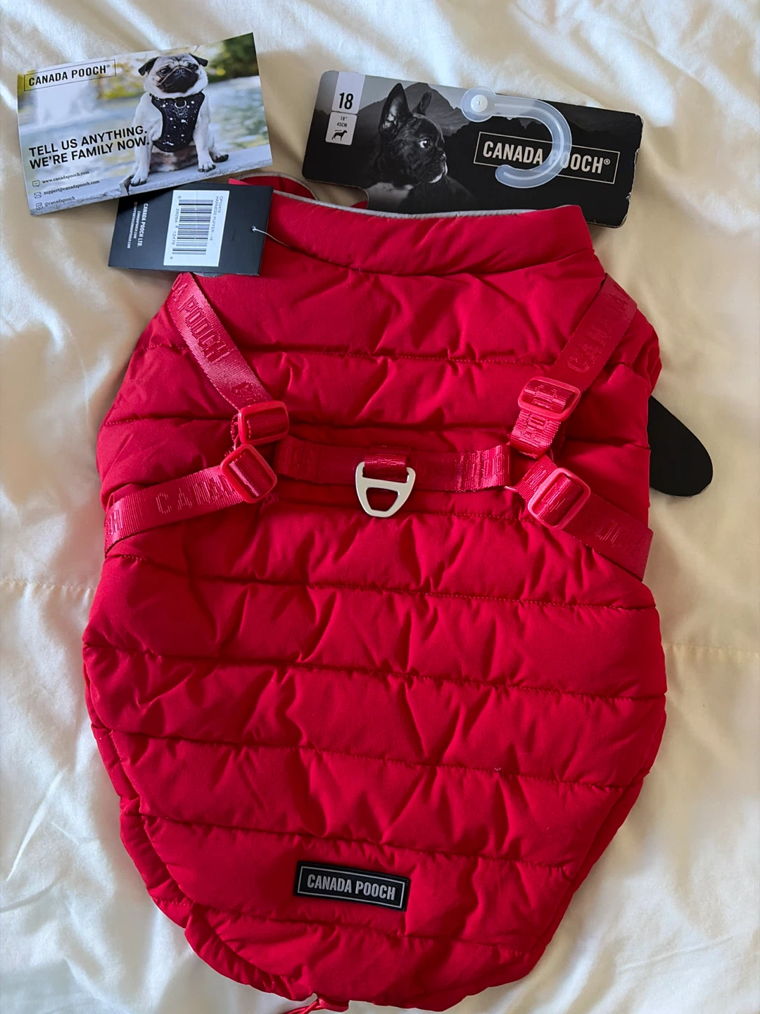Canada Pooch Red Puffer Dog Vest Size 18