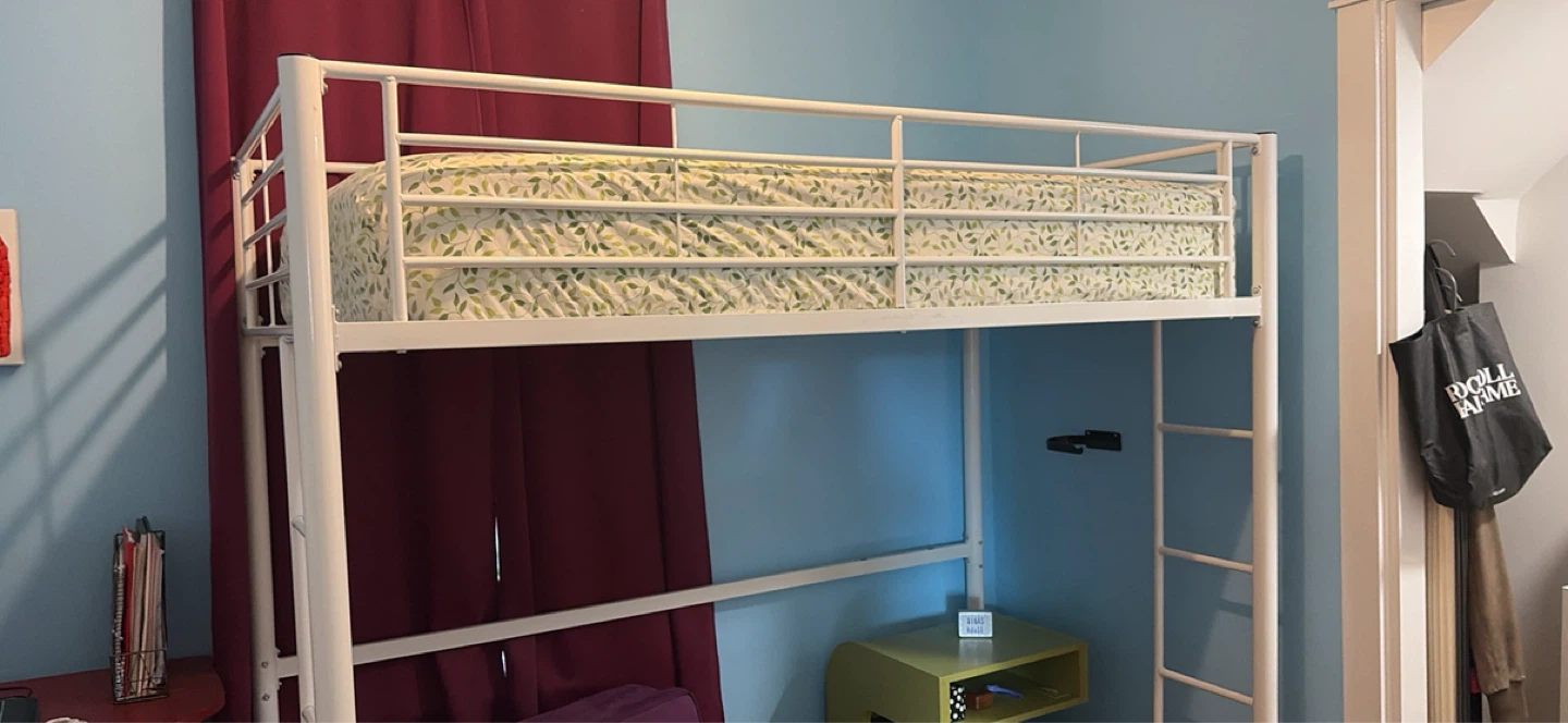 Walker Edison Metal Loft Bunk Bed - White, Twin