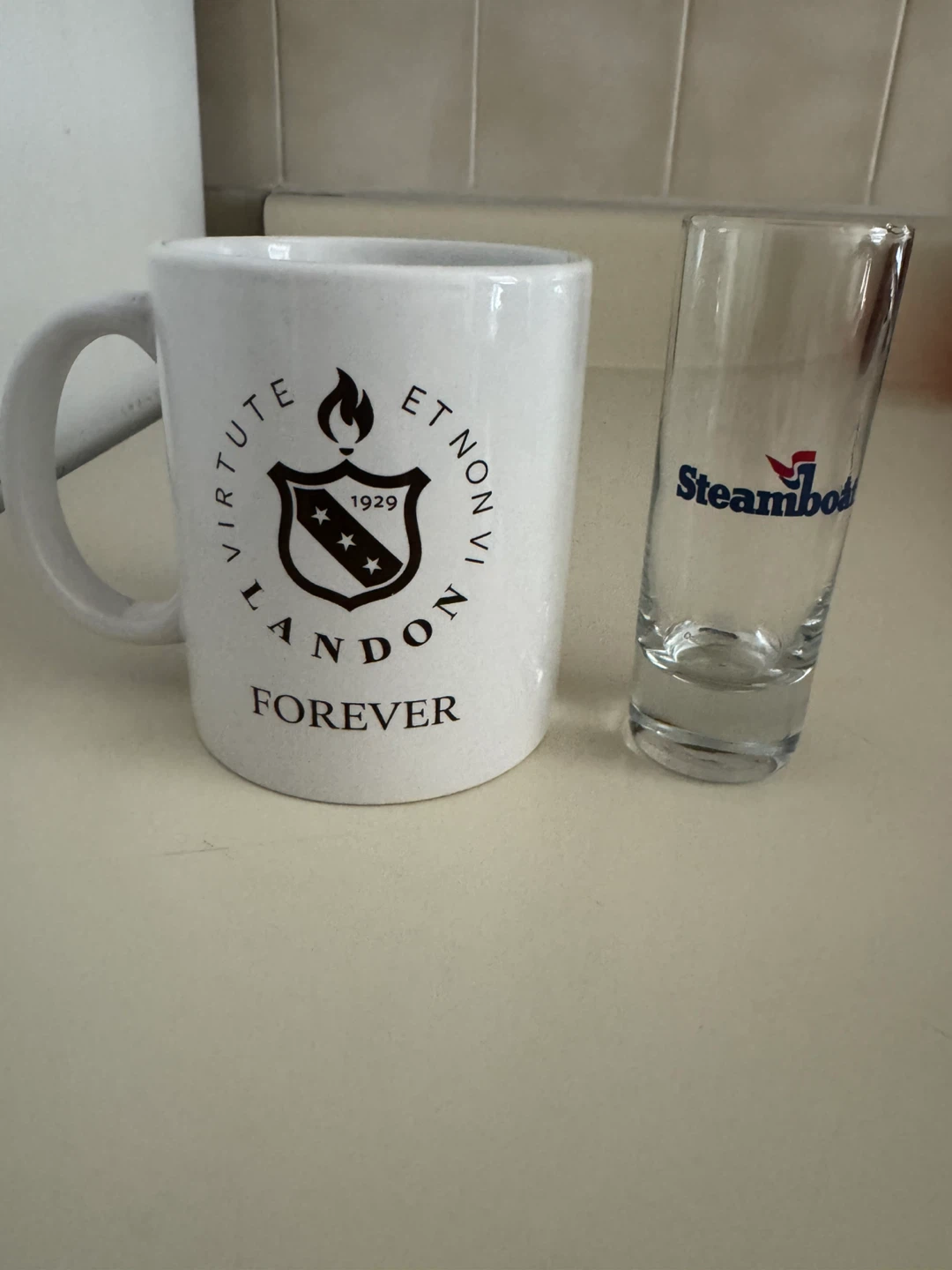 White Landon Mug and Steamboat Shot Glass