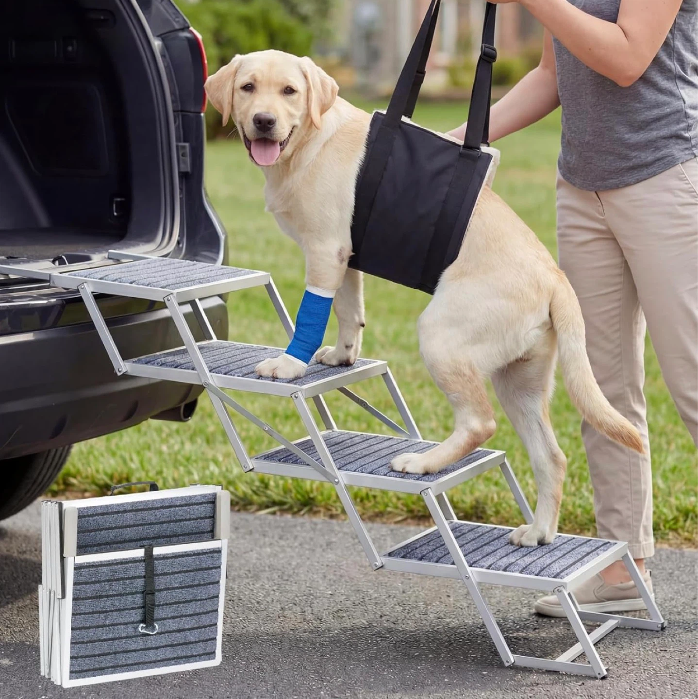 Veehoo Extra Wide 20" Dog Stairs for Large Dogs