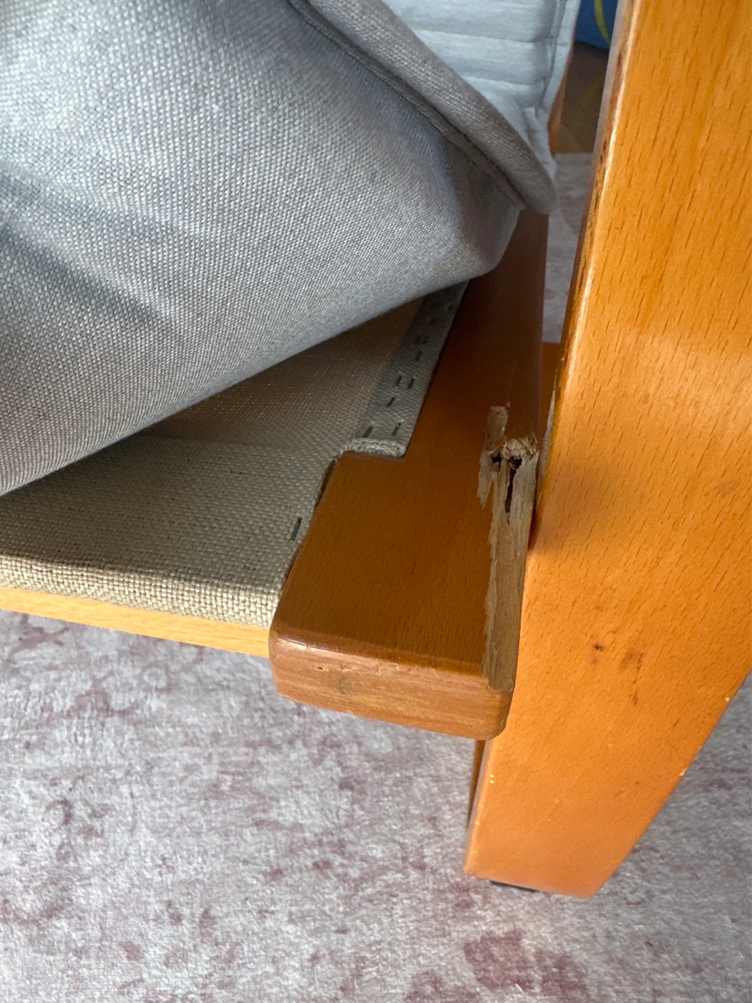 Grey IKEA Upholstered Accent Chair with Wooden Frame - photo 3
