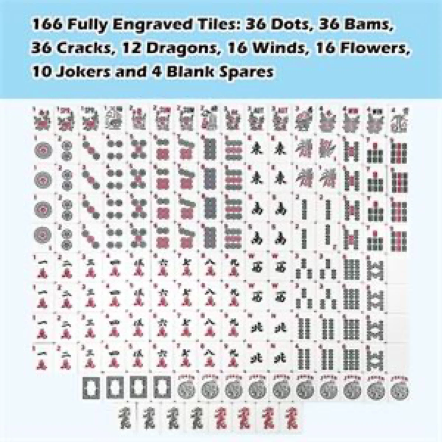 166-Tile American Mahjong Set with Blue Travel Case - photo 2
