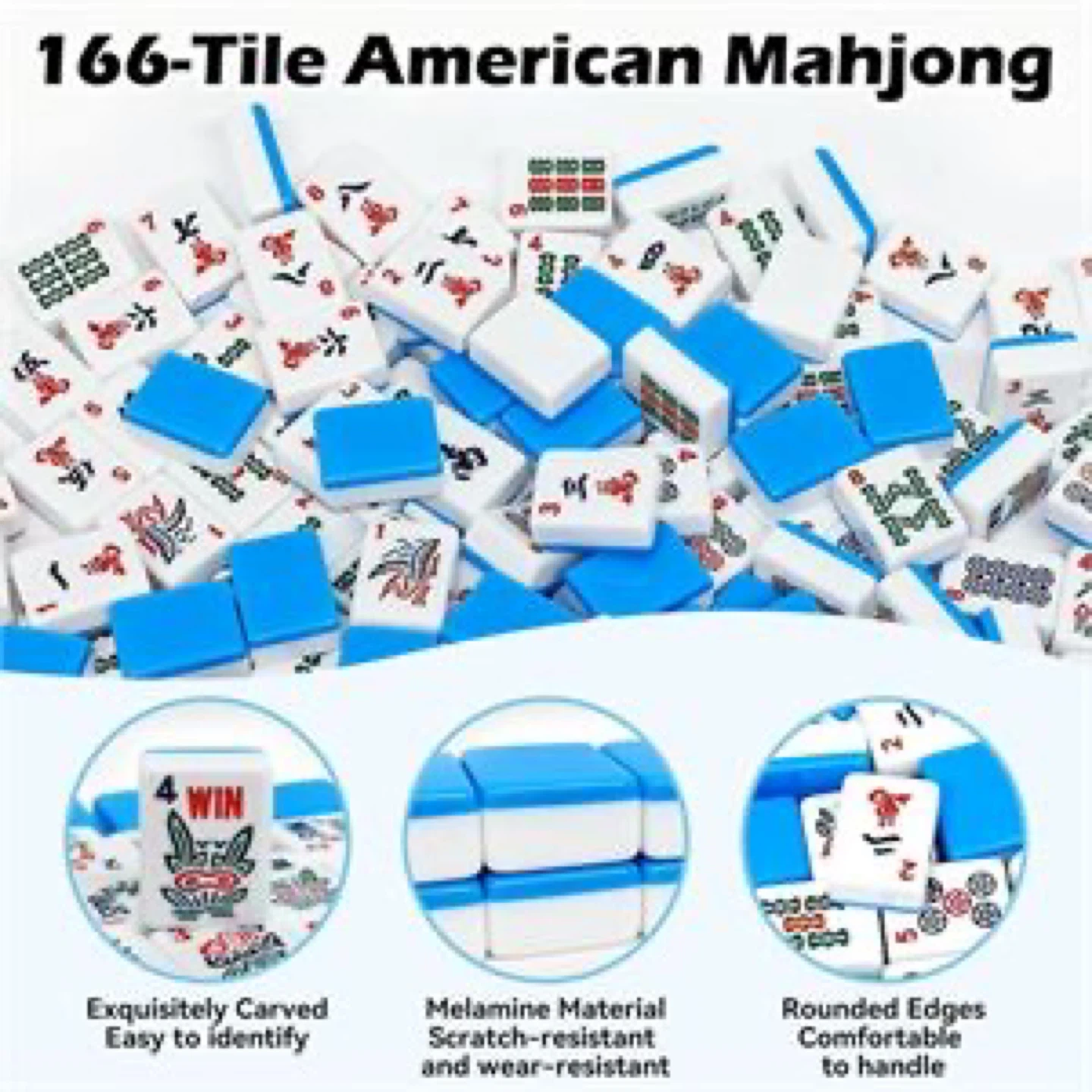 166-Tile American Mahjong Set with Blue Travel Case - photo 3