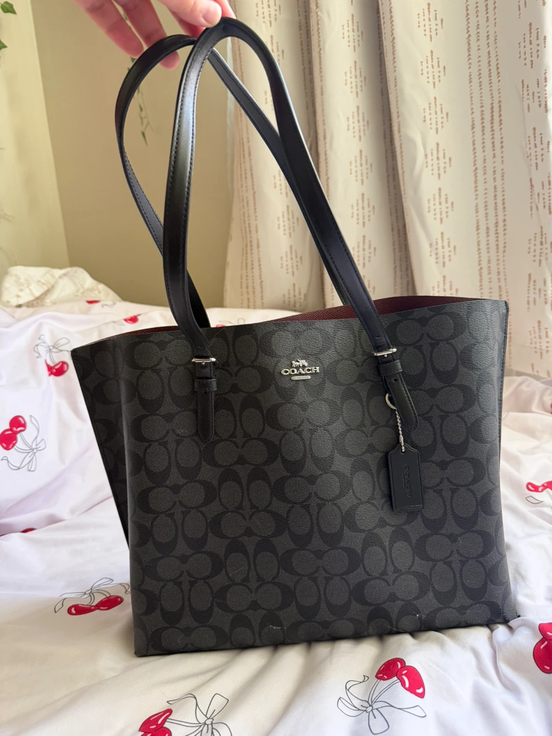 Coach Mollie Tote Bag Black/Grey Coach Signature