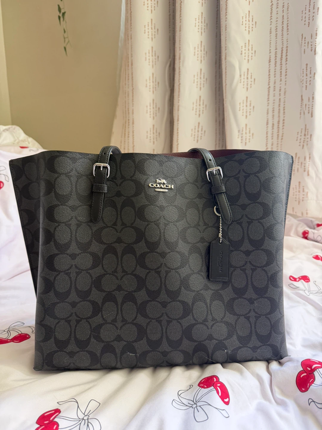 Coach Mollie Tote Bag Black/Grey Coach Signature - photo 3