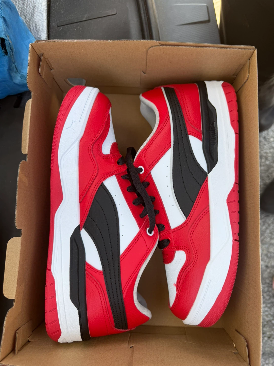 Puma Men's Red and White Sneakers size 9.5