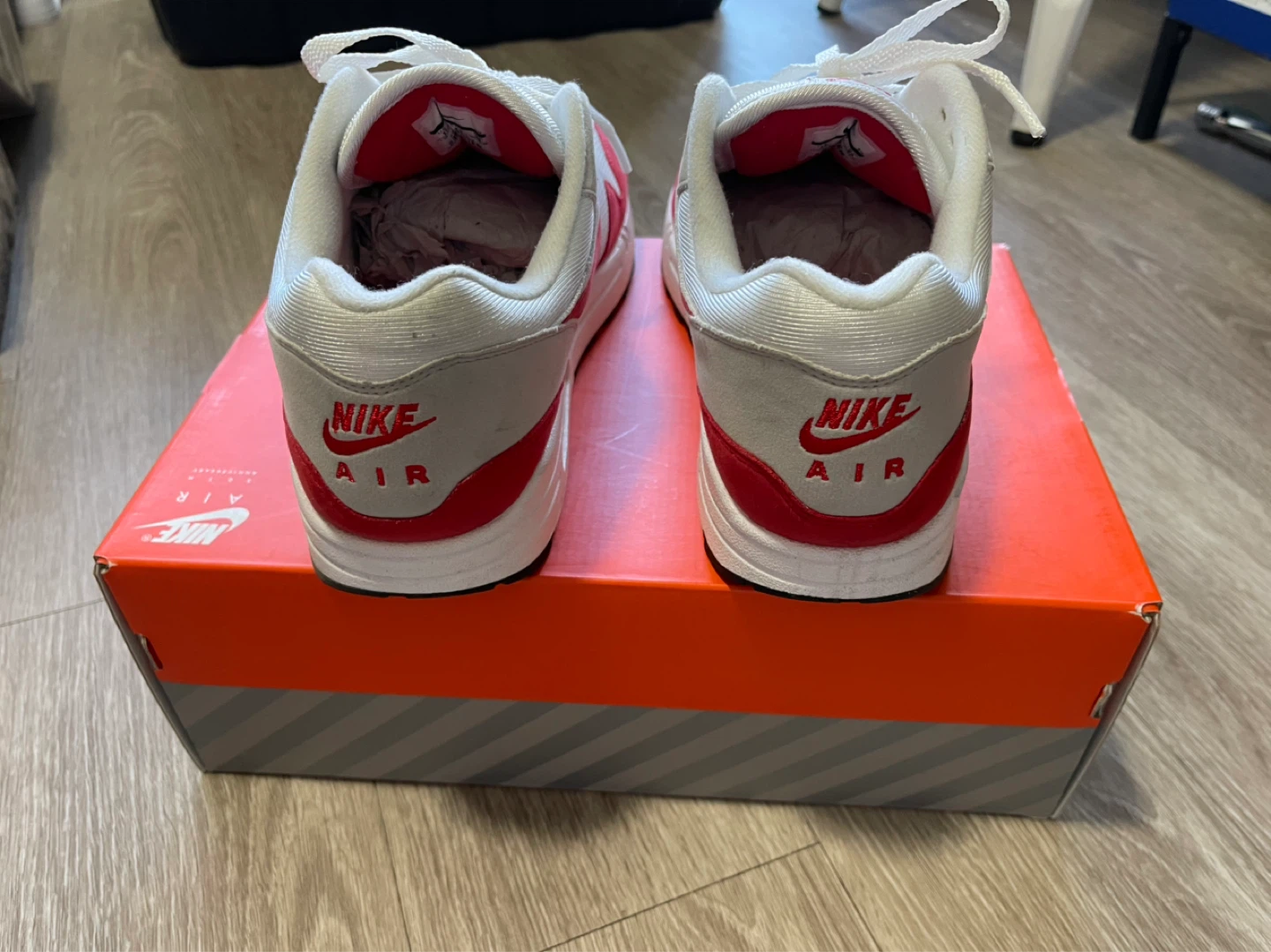 Nike Air Max 1 Anniversary White Red Size 11 - photo 4