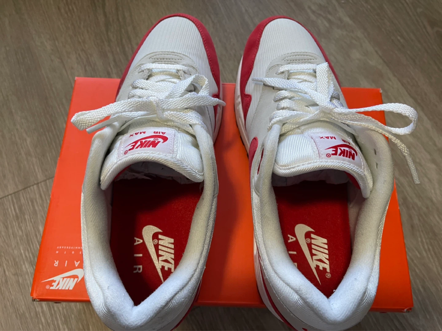Nike Air Max 1 Anniversary White Red Size 11 - photo 5