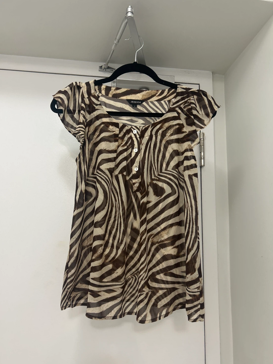 Brown Zebra Print Blouse Size 4P