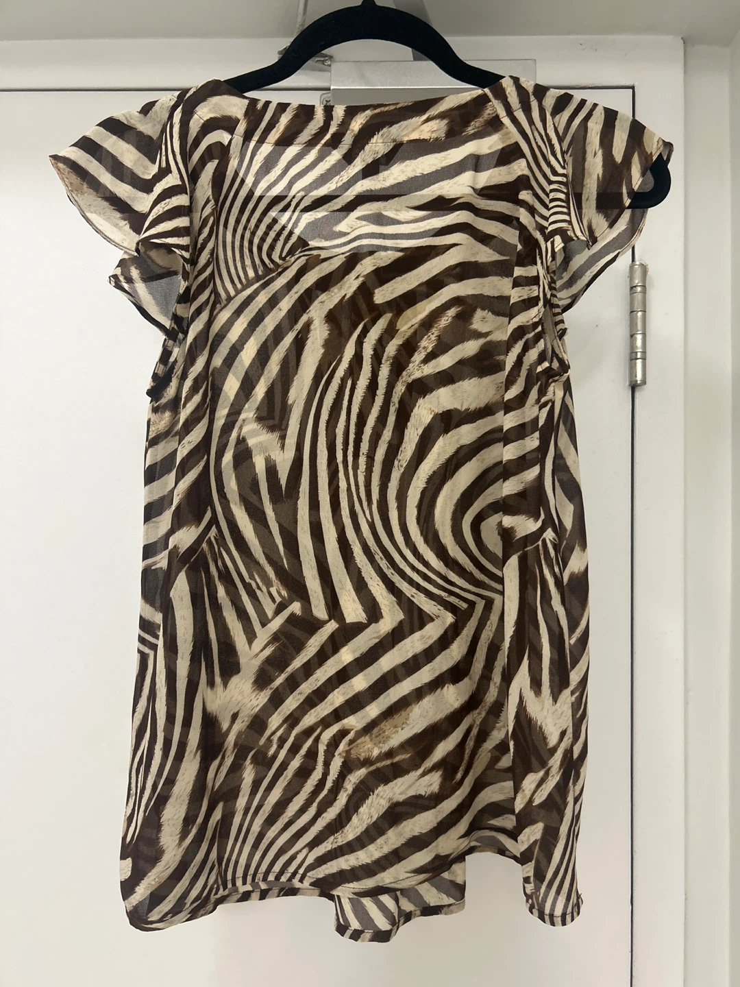 Brown Zebra Print Blouse Size 4P - photo 2