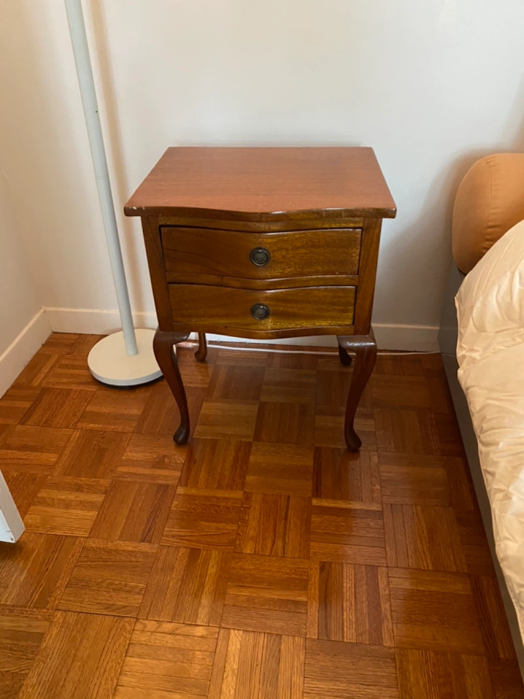 Vintage Two-Drawer Wooden Nightstand