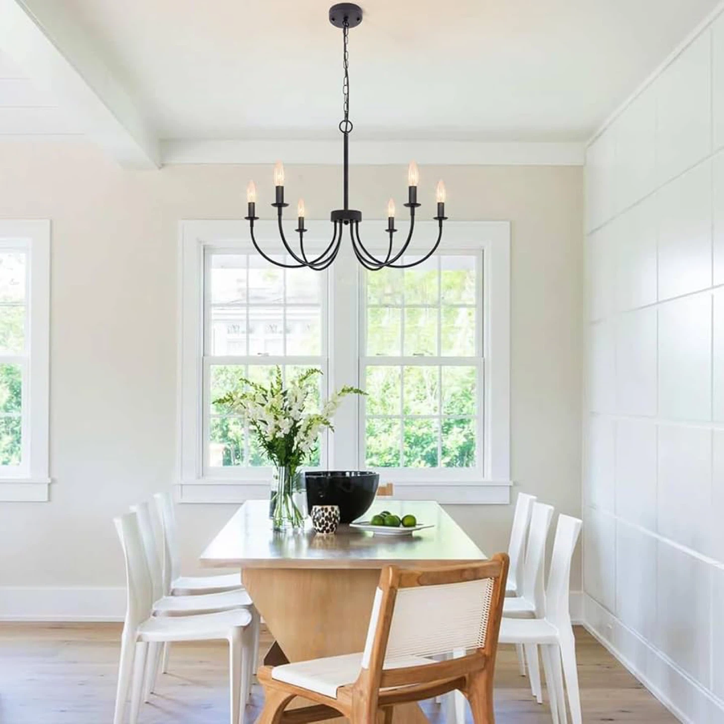 6-Light Farmhouse Chandelier - Frosted Black - BNIB - photo 3