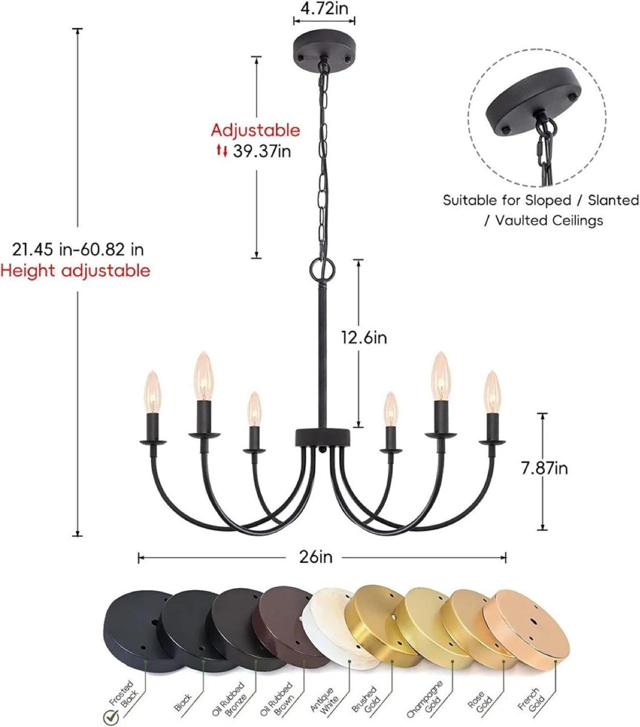 6-Light Farmhouse Chandelier - Frosted Black - BNIB - photo 2