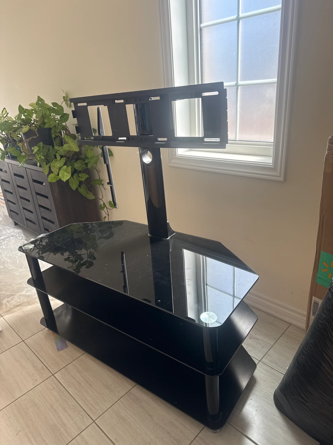 Black Glass TV Stand with Mount