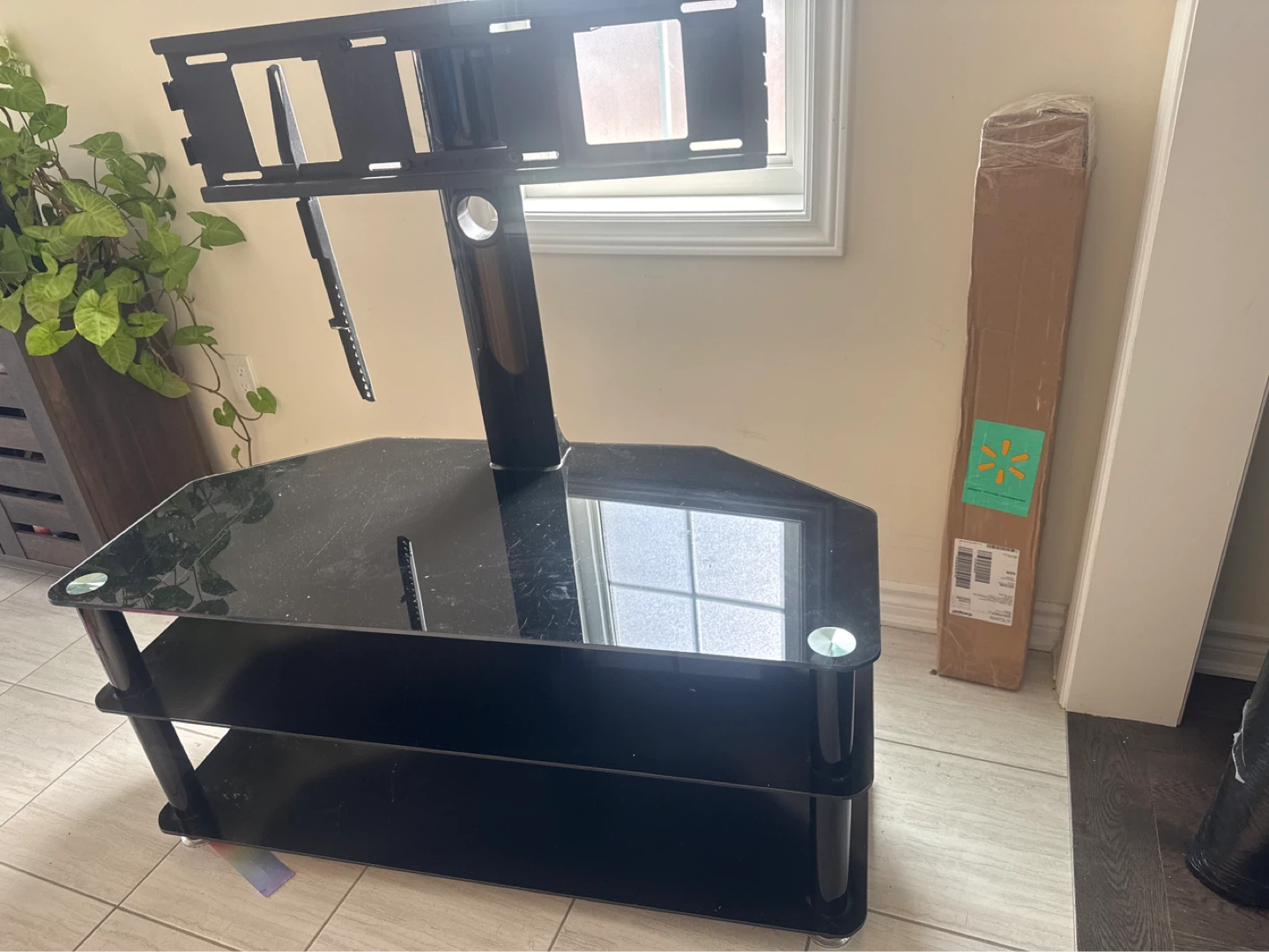 Black Glass TV Stand with Mount - photo 2