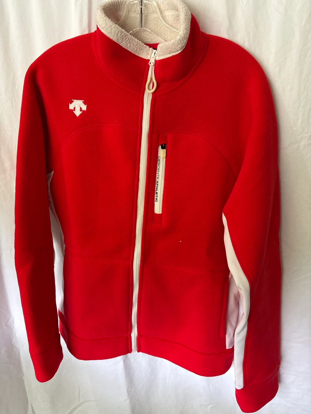 Descente Athletic Red Fleece Zip-Up Jacket