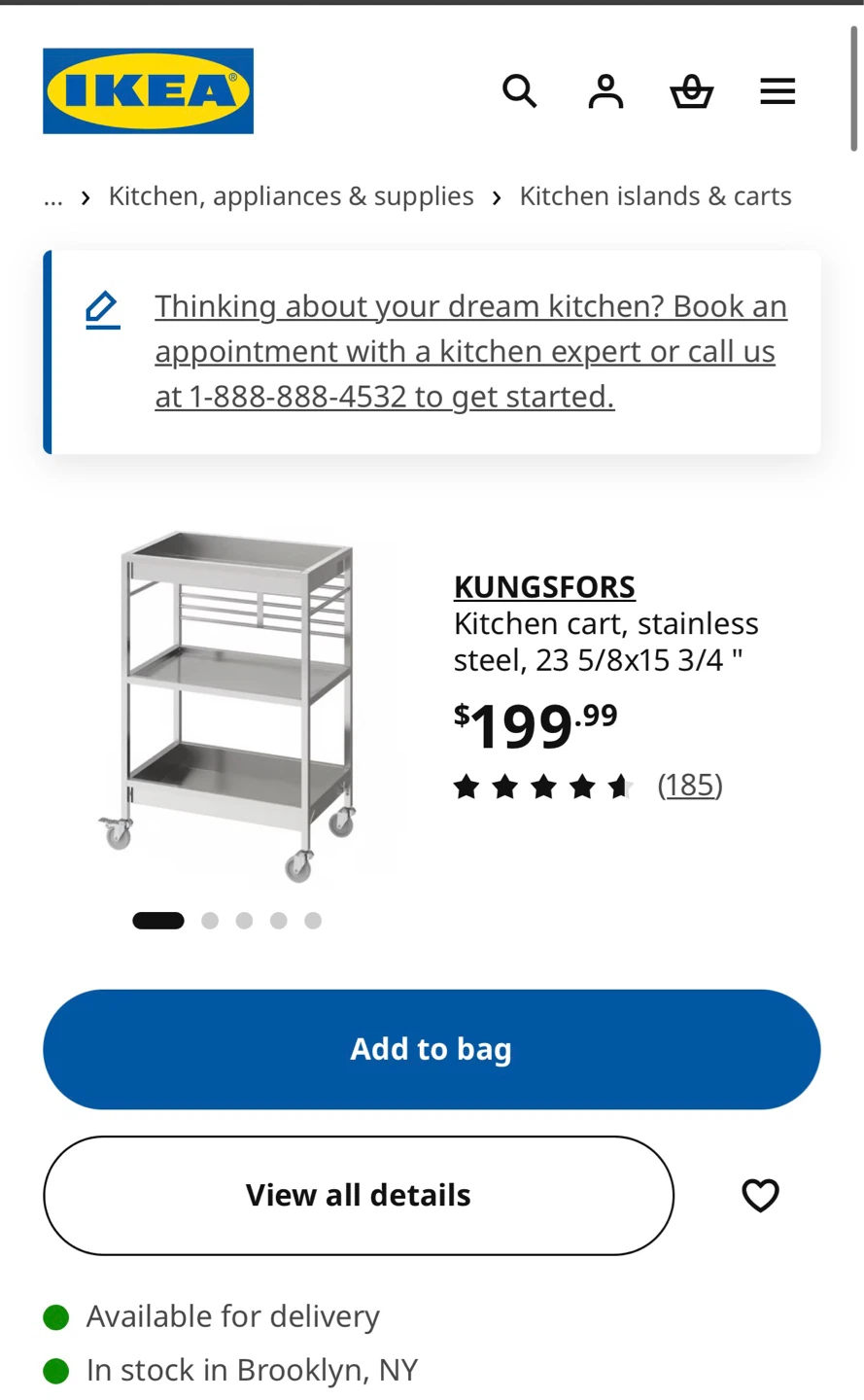 IKEA - KUNGSFORS Stainless steel Kitchen cart - photo 4