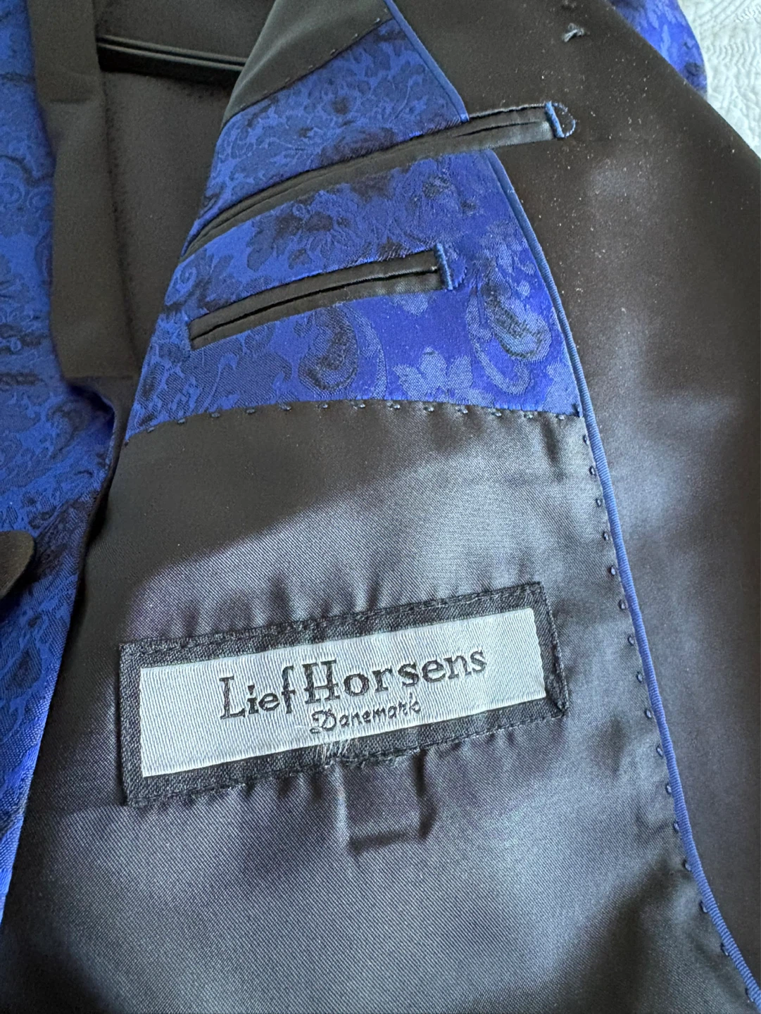 Blue Brocade Tuxedo Jacket - photo 2