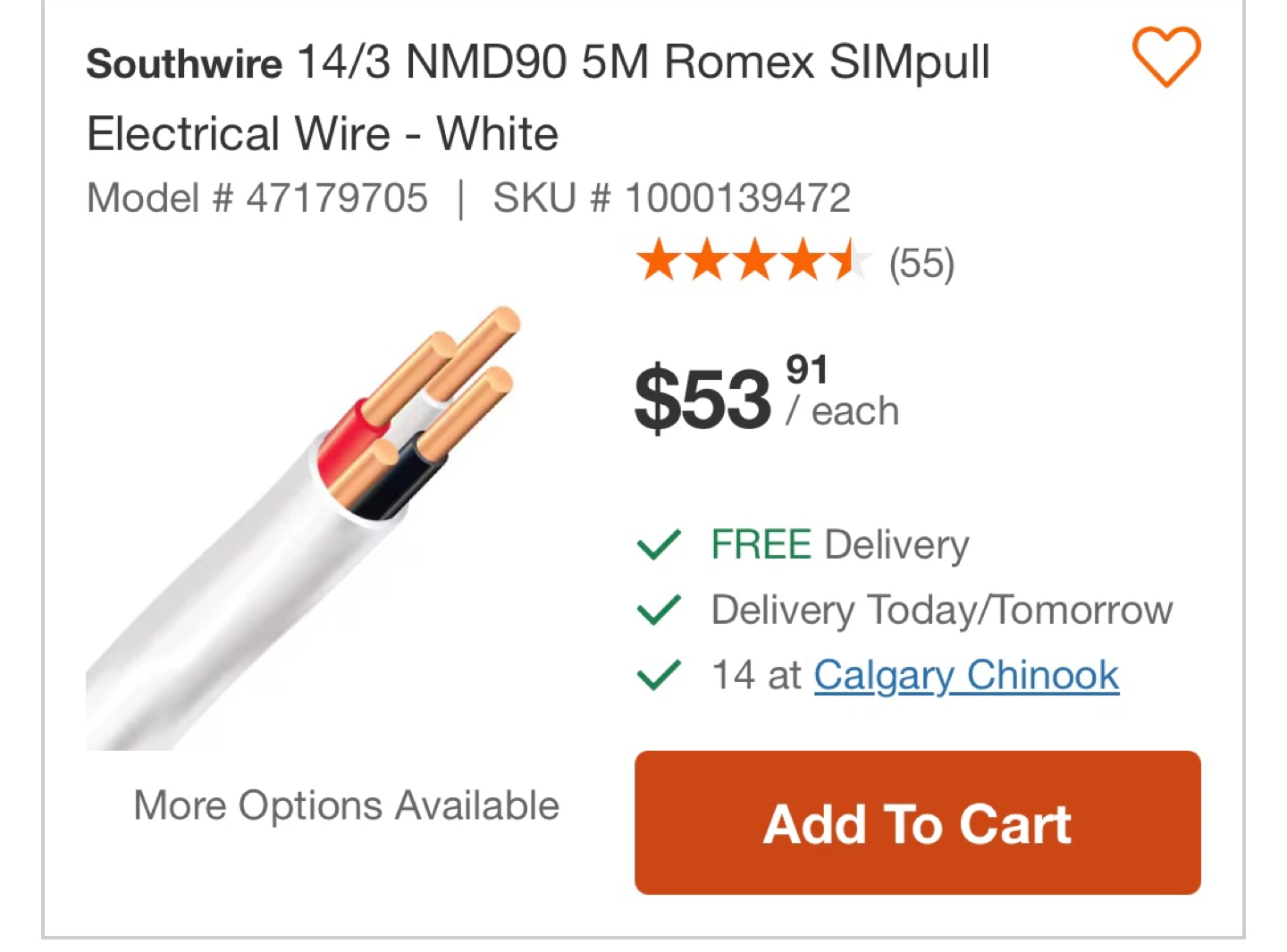 Brand New Romex 14/3 NMD90 Electrical Wire 14.5 feet