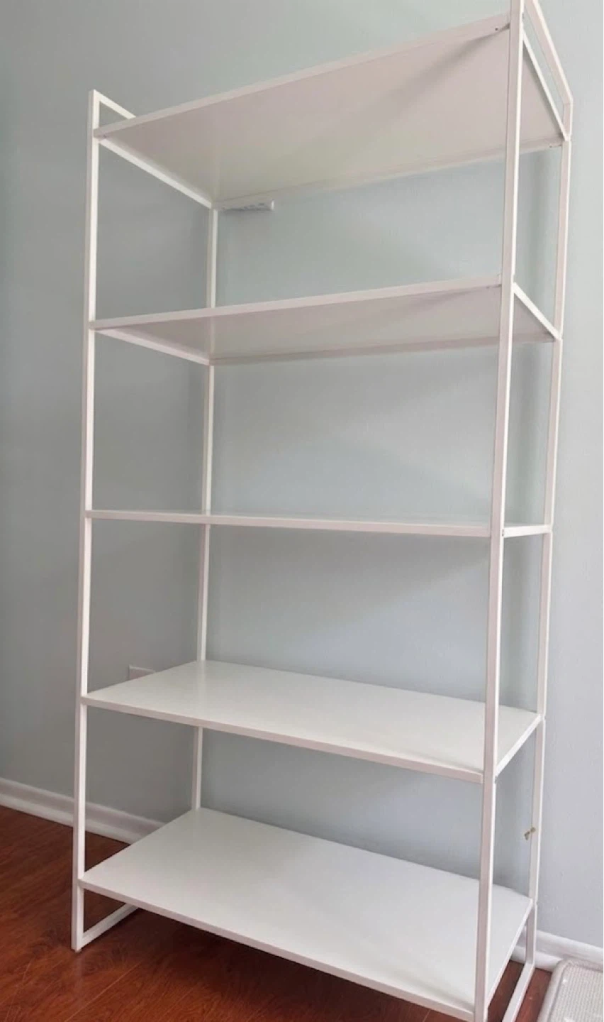 White 5-Shelf Metal Bookshelf