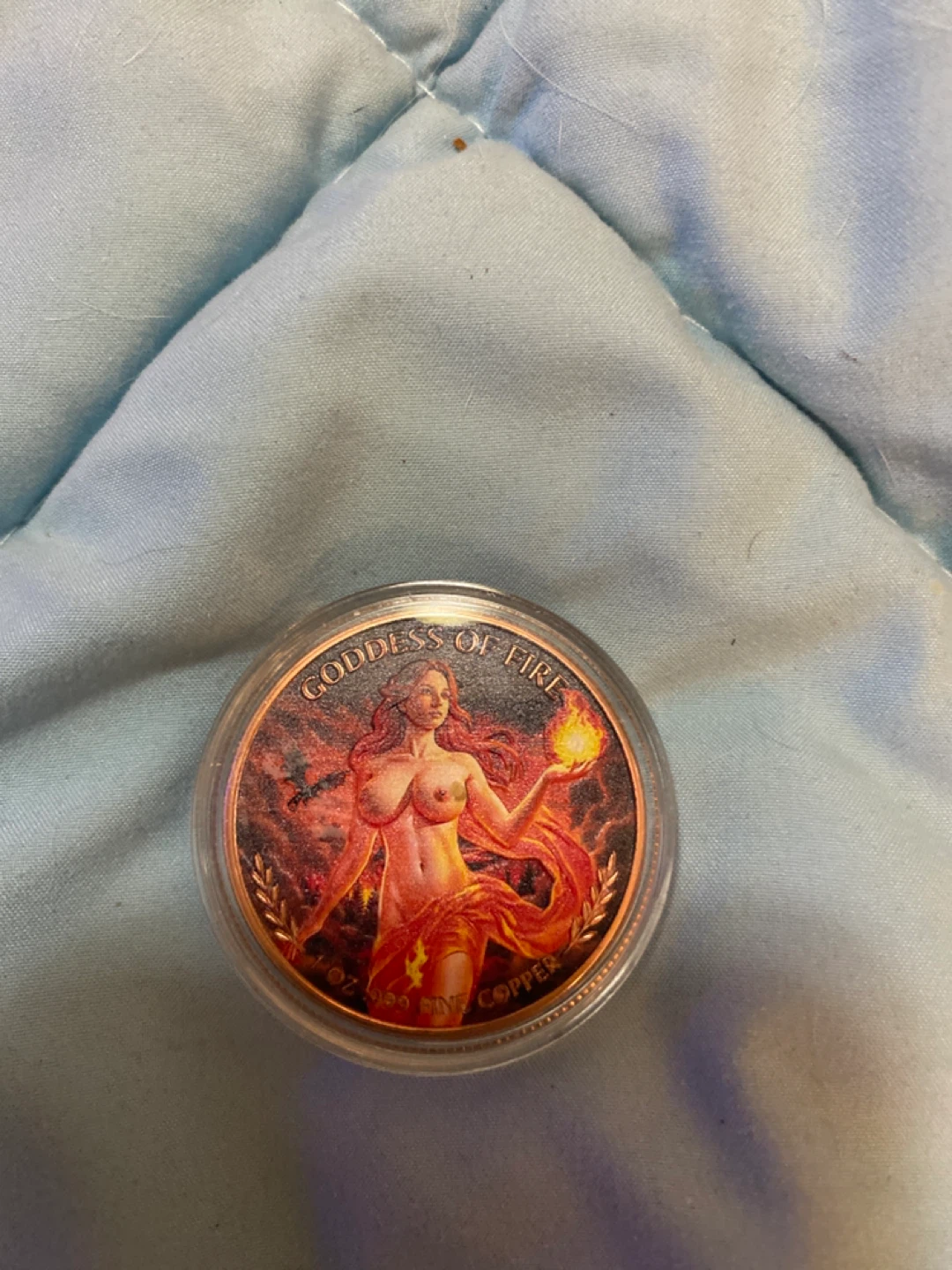 Red Metal Mint Goddess of Elements Coin