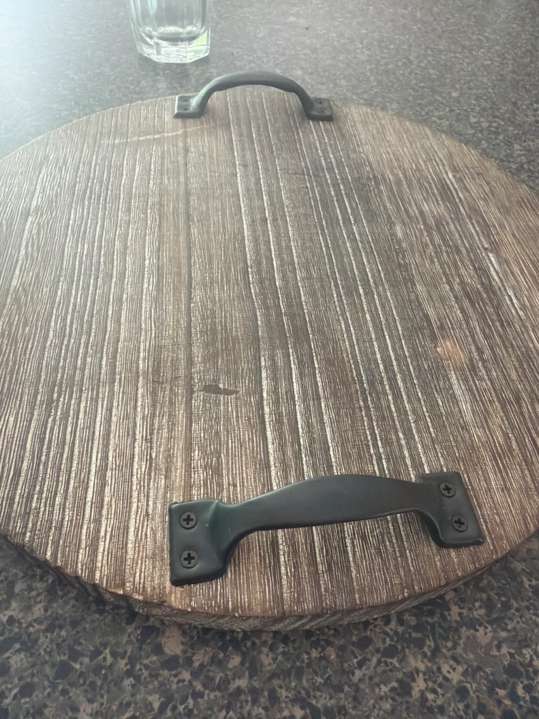 Round Decorative Serving Tray with Handles - photo 2