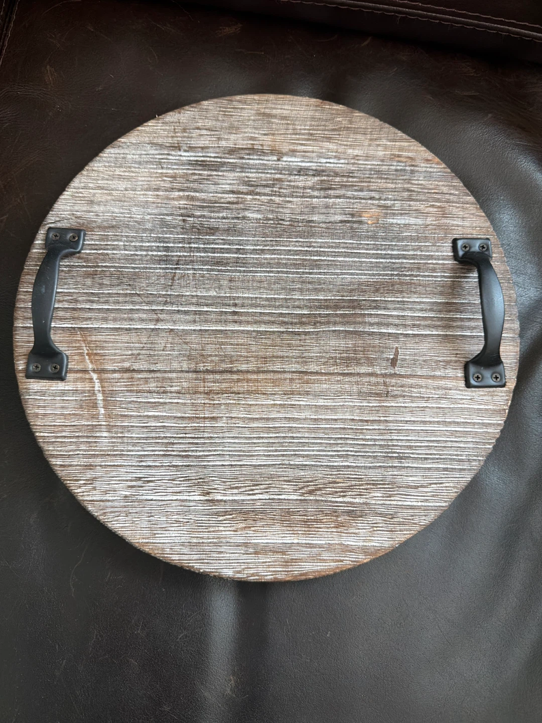 Round Decorative Serving Tray with Handles
