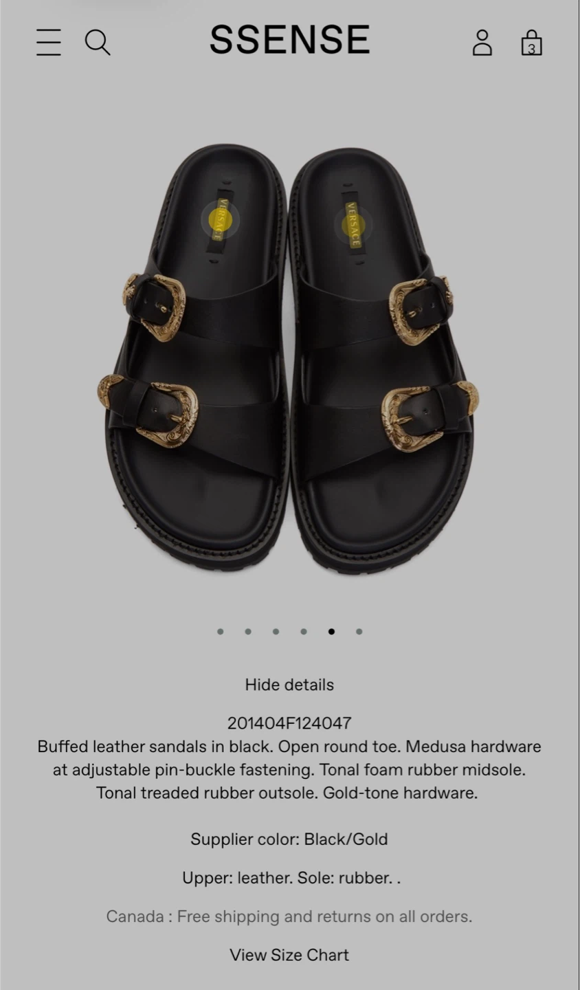 Versace Black Leather Medusa Slides - Size 36
