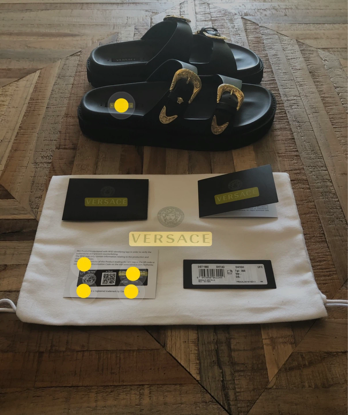 Versace Black Leather Medusa Slides - Size 36 - photo 2