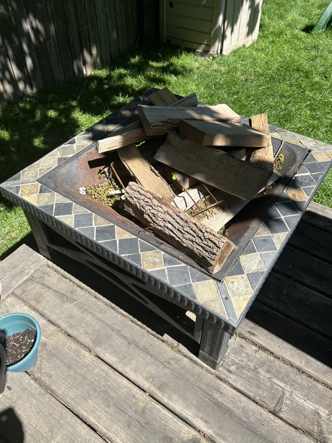Square Fire Pit with Wood Accents - photo 4