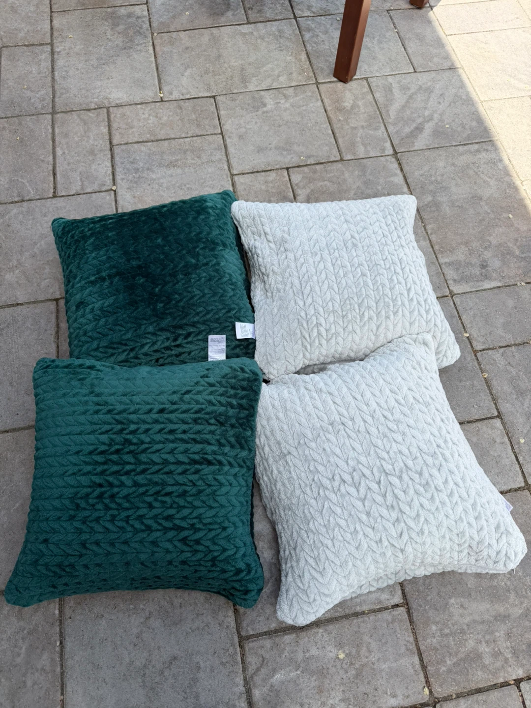 Set of 4 Decorative Throw Pillows - Teal and Grey